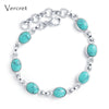 elegant labradorite turquoise charm bracelets 925 sterling antic silver bracelet for women fine jewelry gift