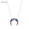 enamel moon necklace silver 925 rose gold chain starry night moon pendent necklace for women jewelry