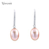 pink pearl earrings dangle drop earrings with crystal 925 sterling silver jewelry party gift