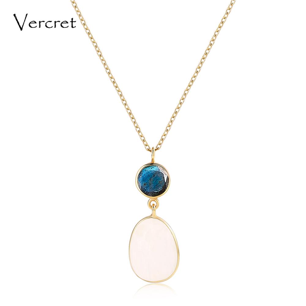 real 925 sterling silver moonstone pendent necklace fine jewelry 18k gold labradorite necklace for women
