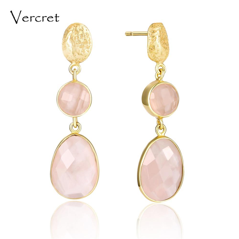 romantic pink quartz dangle earrings romantic 18k gold 925 sterling silver jewelry earring for women sp