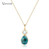trendy natural stone turquoise pendent necklace 18k gold silver 925 jewelry necklace for women gift