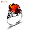 Victoria Wieck Princess Cut Brand Jewelry Brown Amber 925 Sterling Silver Birthstone Wedding Bridal Women Rings Vintage Gift