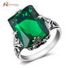 Victoria Wieck Rings Vintage Style 925 Sterling Silver 3.2Ct Round Created Emerald Ring Luxury Wedding Ring Square Cut Amazing
