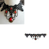 Victorian Gothic Halloween Red Rhinestone Charms Vampire Maxi Necklace Choker Cocktail Evening Party Dress Jewelry