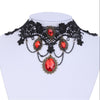 Victorian Gothic Halloween Red Rhinestone Charms Vampire Maxi Necklace Choker  Cocktail Evening Party Dress Jewelry