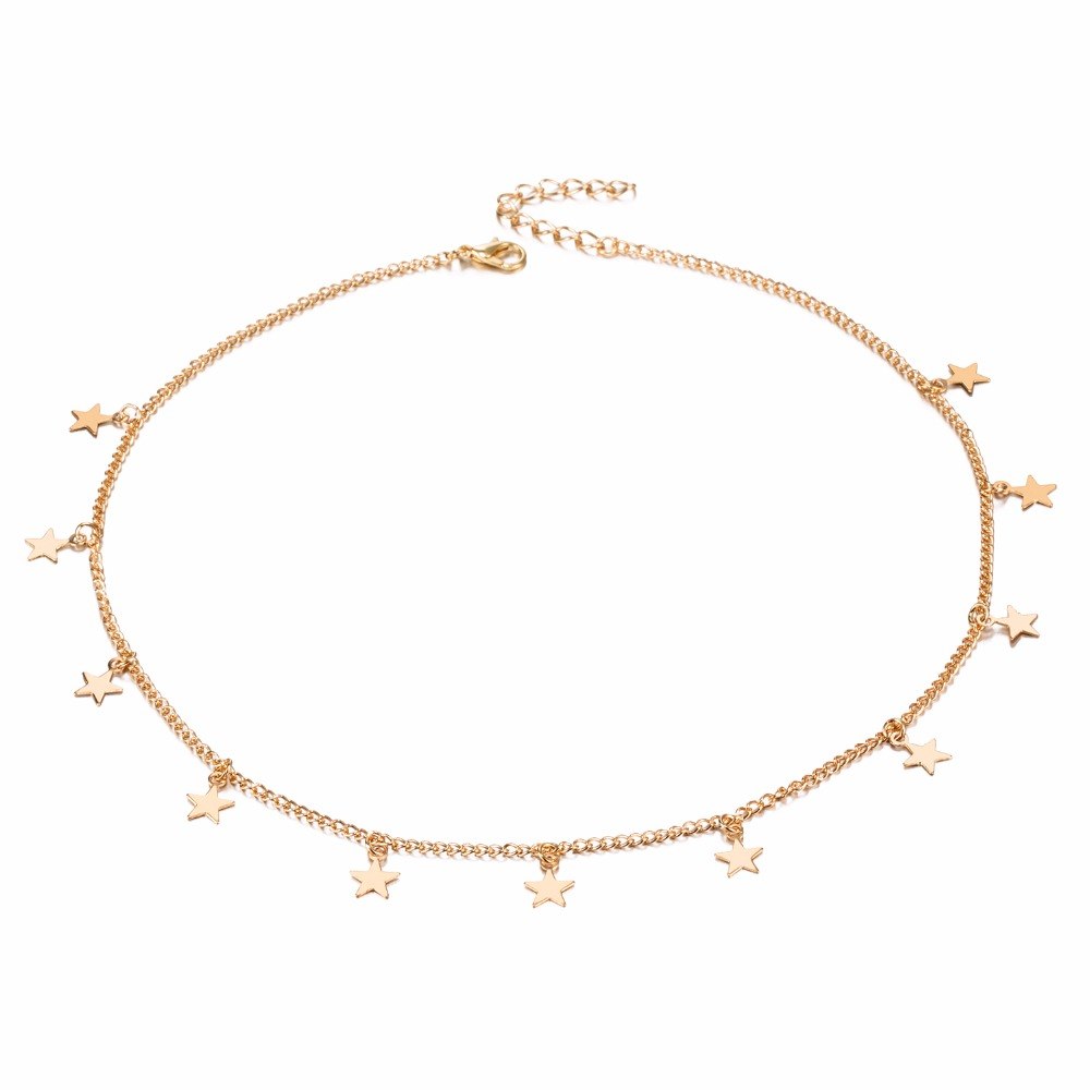 2020 Fashion Single Layers Necklace Gold Star Clavicle Chain And Personality Woman Necklace Fine Jewelry