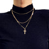 Vienkim Trendy Gold Color Layered Necklace Choker Chain Boho Simple Cross Pendant Necklace For Women Jewelry Friendly Gift 2021