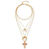 Vienkim Trendy Gold Color Layered Necklace Choker Chain Boho Simple Cross Pendant Necklace For Women Jewelry Friendly Gift 2022