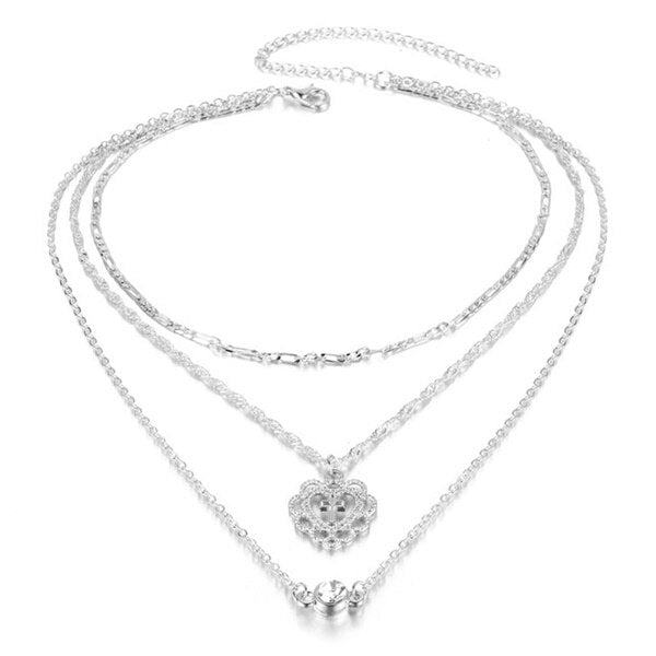 Vienkim Trendy Gold Color Layered Necklace Choker Chain Boho Simple Cross Pendant Necklace For Women Jewelry Friendly Gift 2022