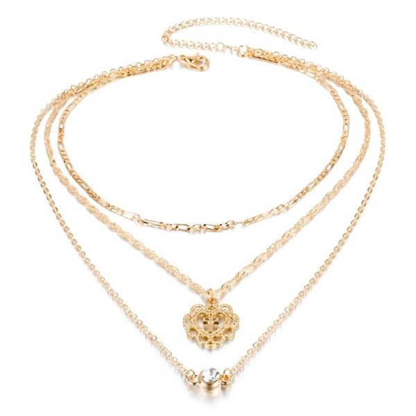Vienkim Trendy Gold Color Layered Necklace Choker Chain Boho Simple Cross Pendant Necklace For Women Jewelry Friendly Gift 2022