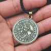 Viking Double War Horse Greek Latin Amulet Jewelry Knights Templar Exquisite Commemorative Seal Pendant Necklace