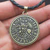 Viking Double War Horse Greek Latin Amulet Jewelry Knights Templar Exquisite Commemorative Seal Pendant Necklace