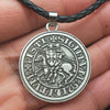 Viking Double War Horse Greek Latin Amulet Jewelry Knights Templar Exquisite Commemorative Seal Pendant Necklace