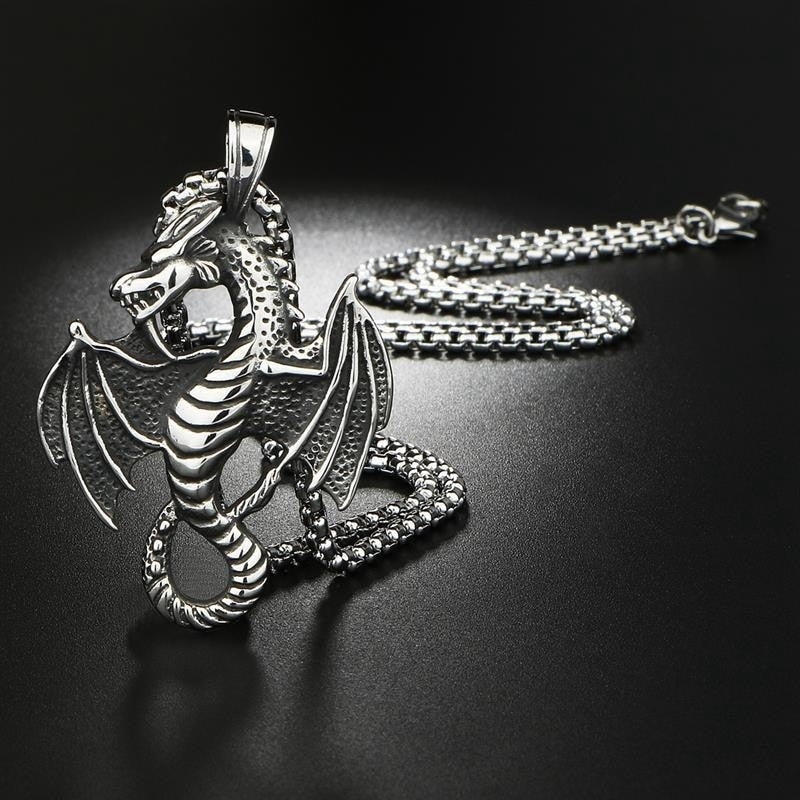 Viking Dragon Pterodactyl Pendant Necklace Women's Metal Animal Accessories Party Jewelry
