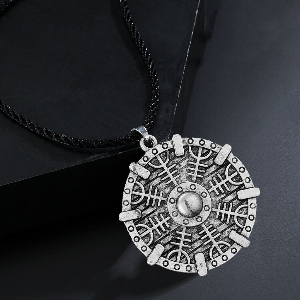 Viking Helm Of Awe Shield Pendant Necklace Chokers Vintage Men Jewelry Slavic Amulet Celtic Necklaces Birthday Gift