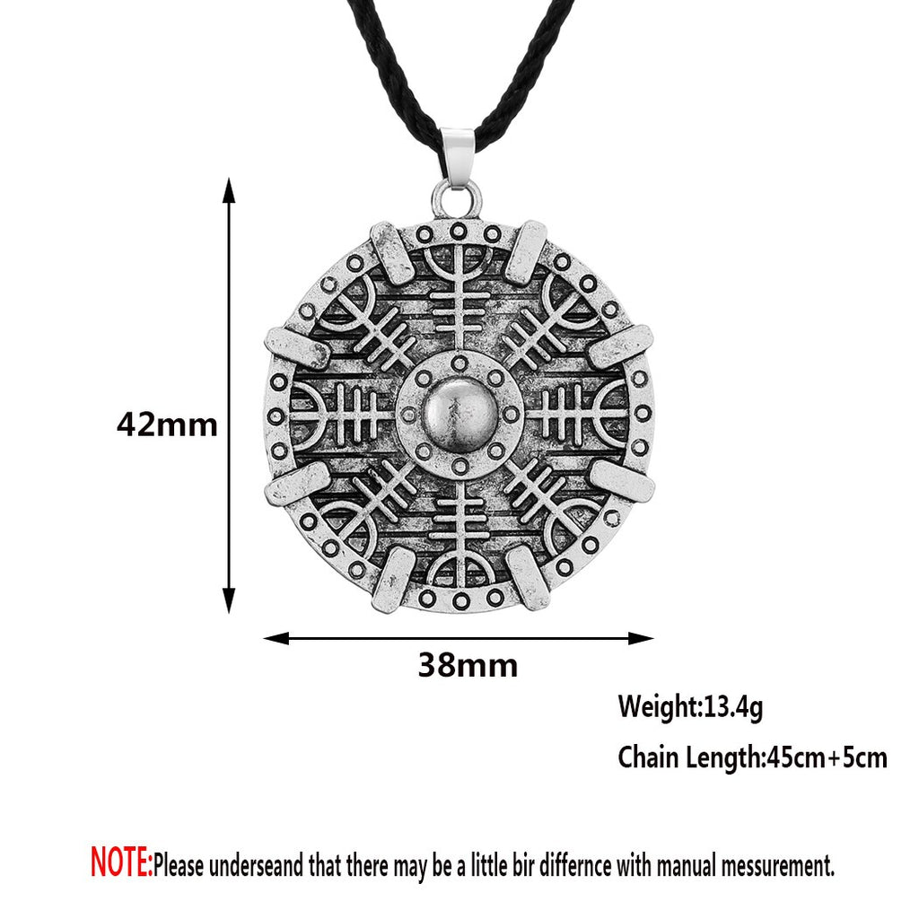 Viking Helm Of Awe Shield Pendant Necklace Chokers Vintage Men Jewelry Slavic Amulet Celtic Necklaces Birthday Gift