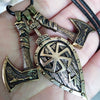 Viking Jewelry Sword Shield Odin Raven Wolf Axe Amulet Slavic Kolovrat Symbol Talisman Male Necklace