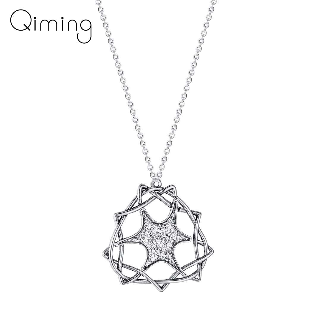 Viking Jordan Star Pendant Necklace For Men And Women Irregular Hexagram Lucky Amulet Antique Silver Necklace Gift