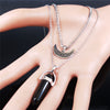 Viking Moon Stainless Steel Layered Necklace Black Color Hexagonal Column Quartz Jewelry colgantes mujer moda N3743S02