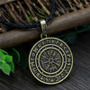 Viking Norse Helmet Horror In Runic Circle Necklace Magical Staves scandinavian Compass Rune Amulet Collier Pendant With Chain
