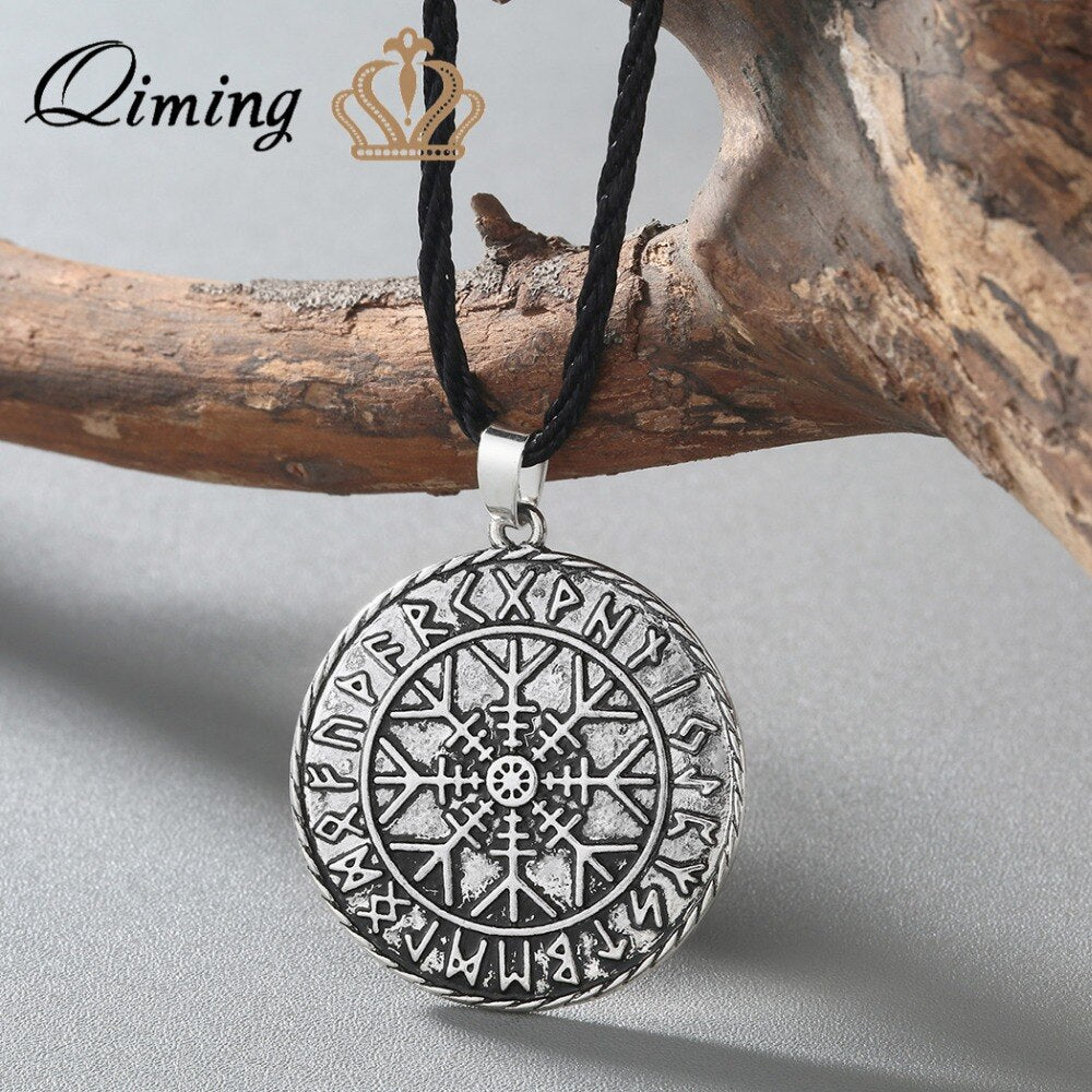 Viking Rune Slavic Necklace Men Raven Zodiac Hammer Compass Pendant Vintage Amulet Jewelry Women Necklaces Male Collier