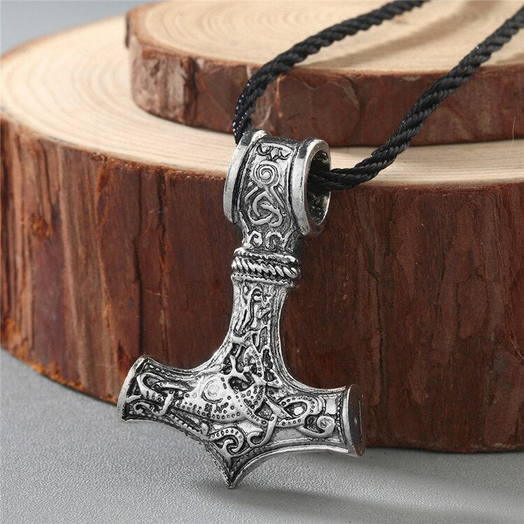 Viking Rune Slavic Necklace Men Raven Zodiac Hammer Compass Pendant Vintage Amulet Jewelry Women Necklaces Male Collier