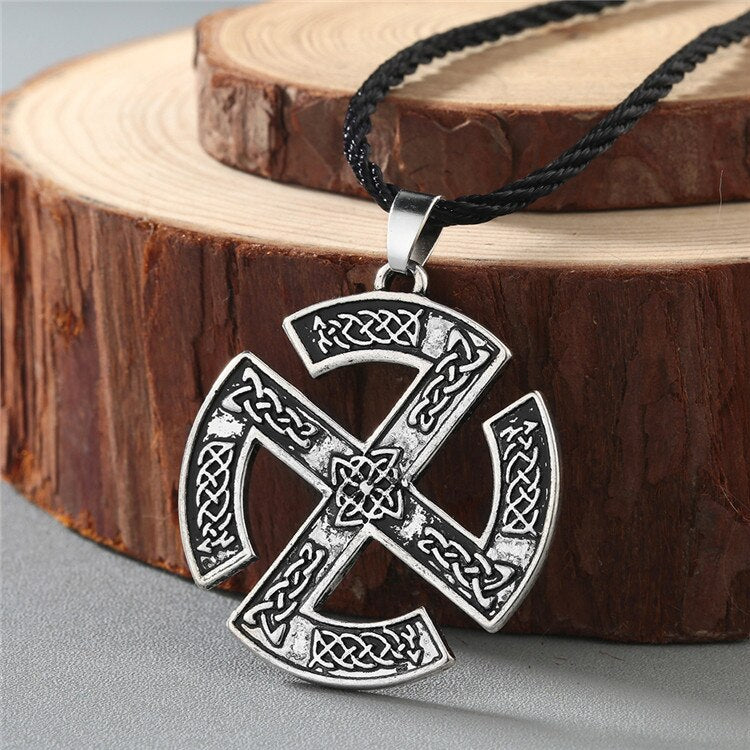 Viking Rune Slavic Necklace Men Raven Zodiac Hammer Compass Pendant Vintage Amulet Jewelry Women Necklaces Male Collier