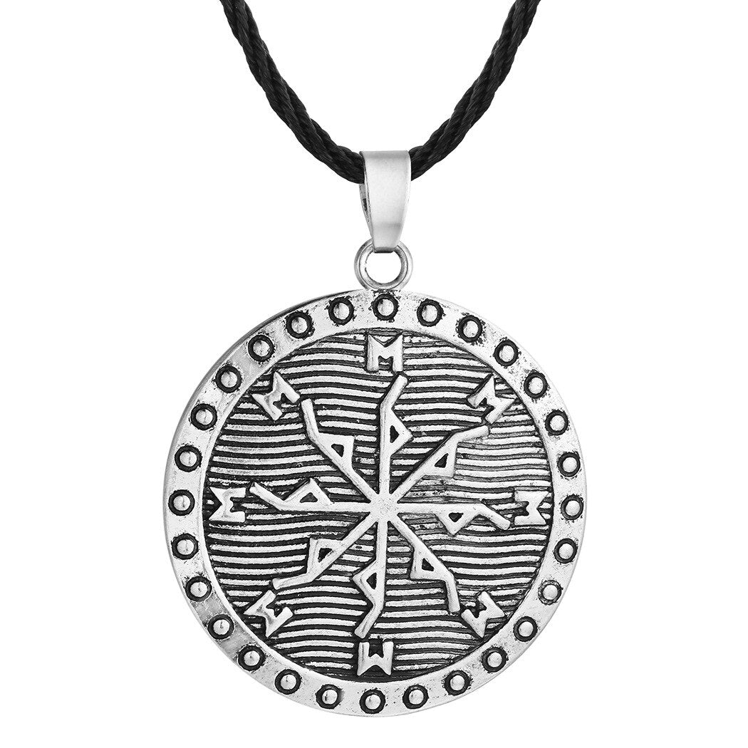 Viking Rune Slavic Necklace Men Vegvisir Compass Pendant Nordic Talisman Vintage Amulet Jewelry Male Collar