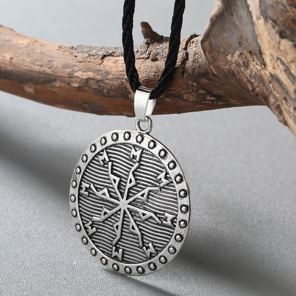 Viking Rune Slavic Necklace Men Vegvisir Compass Pendant Nordic Talisman Vintage Amulet Jewelry Male Collar