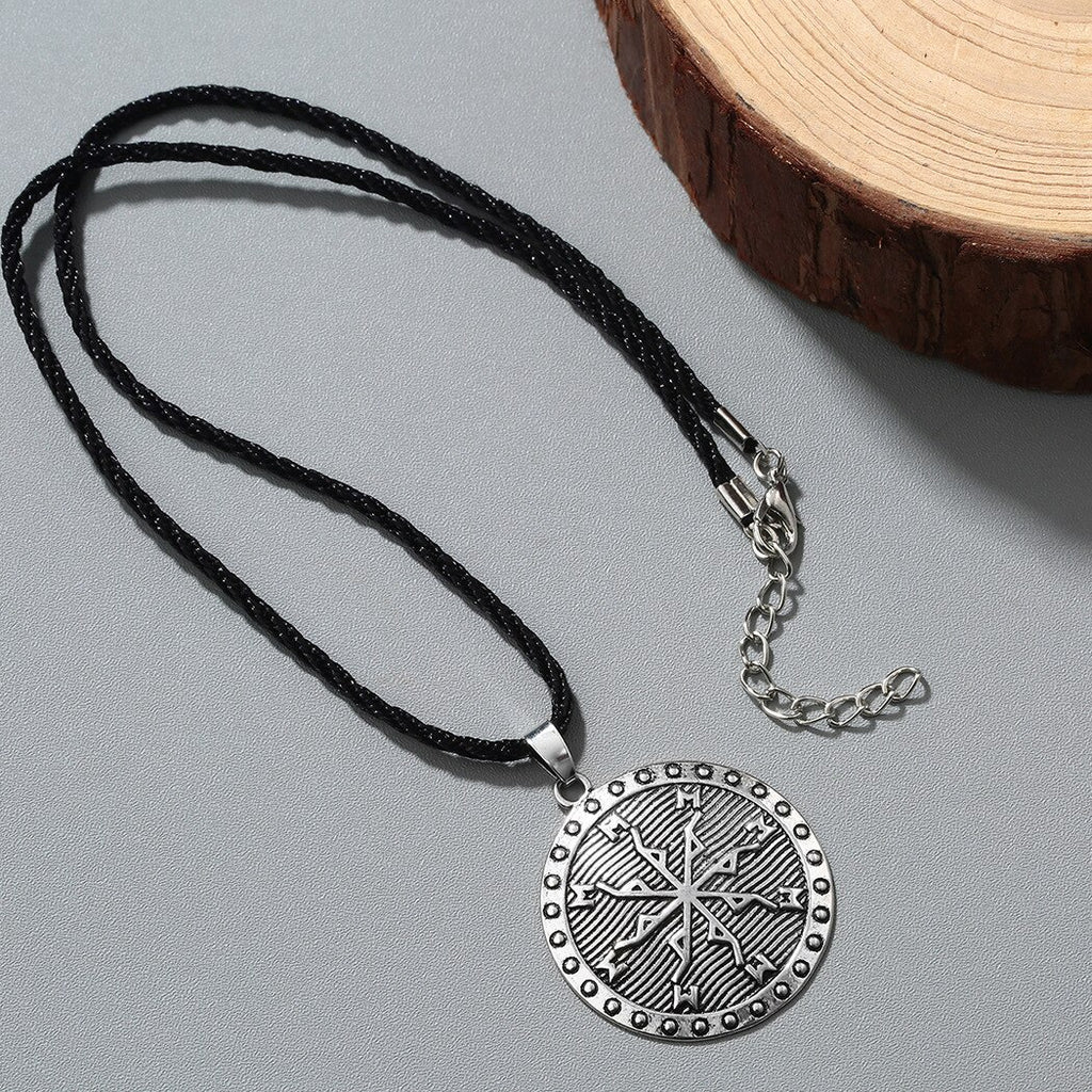 Viking Rune Slavic Necklace Men Vegvisir Compass Pendant Nordic Talisman Vintage Amulet Jewelry Male Collar