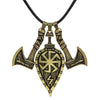 Viking Shield Necklace Pendant Slavic Amulet Sword Axe Shield Rune Pendant Viking Pirate Jewelry Talisman Necklace For Women Men