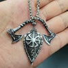 Viking Shield Necklace Pendant Slavic Amulet Sword Axe Shield Rune Pendant Viking Pirate Jewelry Talisman Necklace For Women Men