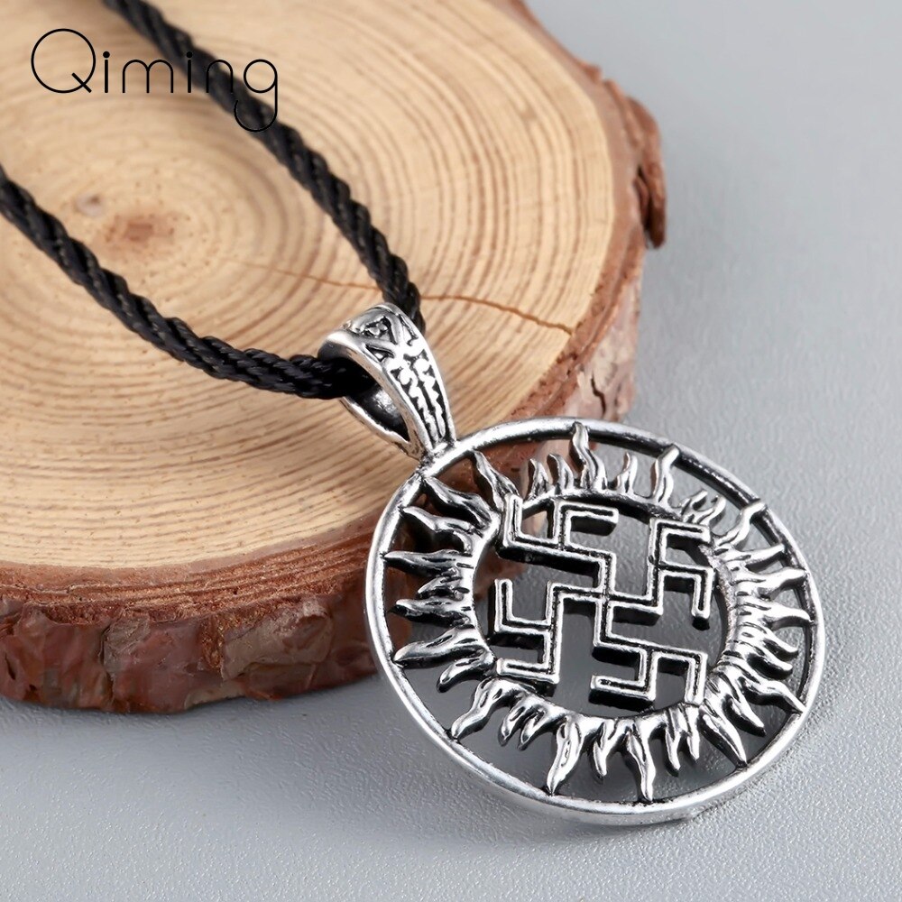 Viking Son Of Sun Sloar Kolovrat Necklace Slavic Amulet Pendants For Necklace Scandinavian Norse Round Jewelry