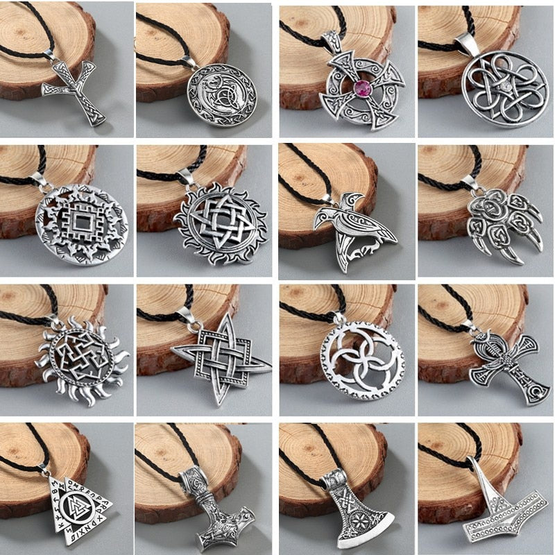 Viking Valknut Pendant Men's Necklace Round Pagan Religious Man Slavic Women Steampunk Jewelry Tibetan Necklace Amulet