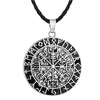 Viking Vegvisir Compass Necklace Talisman Viking Elder Futhark Rune Pendant Valknut Pagan Amulet Vegvisir Scandinavian Norse Gif
