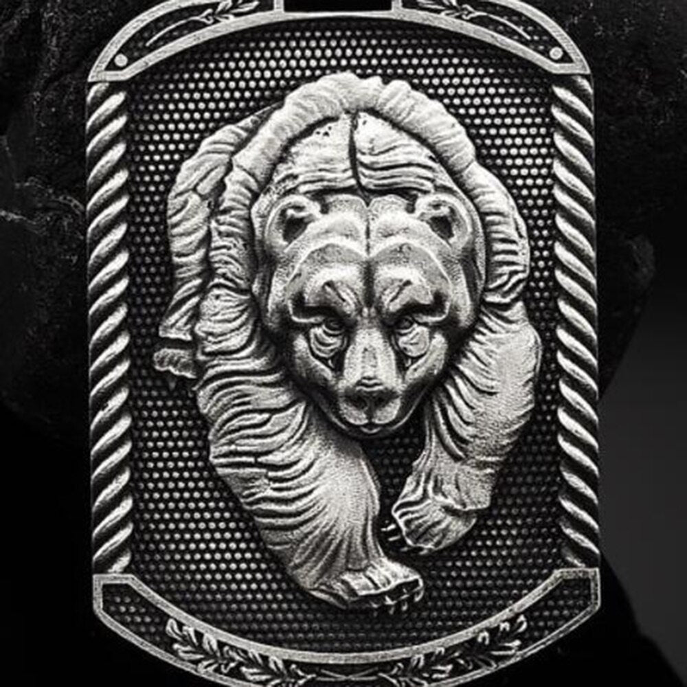 Viking War Bear Pendant Necklace Retro Men's Tag Hip Hop Pure Tin Ins Style Chain Necklaces for women