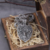 Vikings Jewelry Stainless Steel Deer Head Shield with Rune Necklace as men gift with wooden box