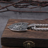 Vikings Jewelry Stainless Steel Deer Head Shield with Rune Necklace as men gift with wooden box