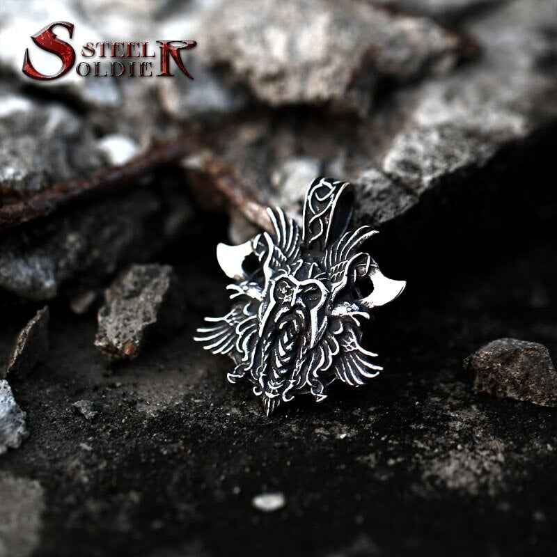 Vikings Pendant Nordic Viking Axe Warrior  Necklace Stainless Steel Chain Necklace Norse Viking Jewelry