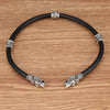 Vikings Wolf Head Choker Necklace with 3 Viking Rune Beads Men's Torque Necklace Jewelry