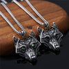Vikings Wolf head Rune Necklaces Men Vegvisir Stainless Steel Amulet Pendant Nordic Myth Scandinavian Male Jewelry