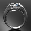 Vinatge Silver Color Wedding Ring Hip Hop Blue Zircon Engagement Ring Punk Male Female Hand Hug Adjustable Rings For Women Men