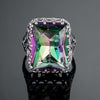 Vintage 18*21mm Big Aquamarine Mystic Topaz Rectangle Gemstone Wedding Rings For Women Pure 925 Sterling Silver Fine Jewelry