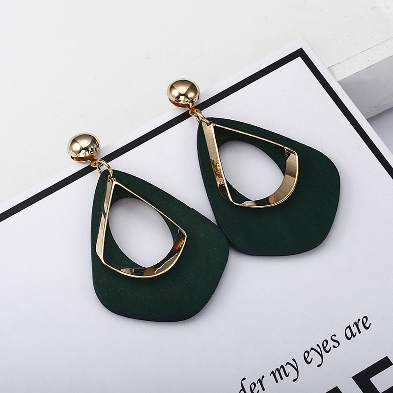 Vintage 2020 women's fashion statement earring wooden earrings for wedding party Christmas gift jewelry   e0368