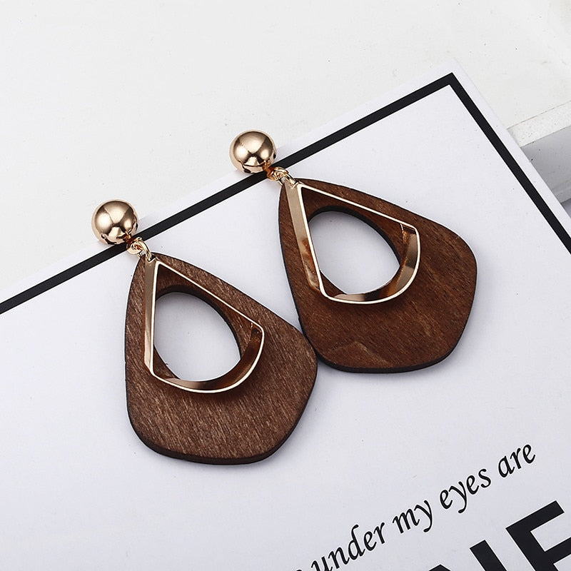 Vintage 2020 women's fashion statement earring wooden earrings for wedding party Christmas gift jewelry   e0368