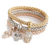 Vintage 3pcs/Set Multi Style Women Charm Rhinestone Butterfly Heart Crown Bracelet Popcorn Chain Bangle Fine Jewelry Gifts SL