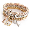 Vintage 3pcs/Set Multi Style Women Charm Rhinestone Butterfly Heart Crown Bracelet Popcorn Chain Bangle Fine Jewelry Gifts SL