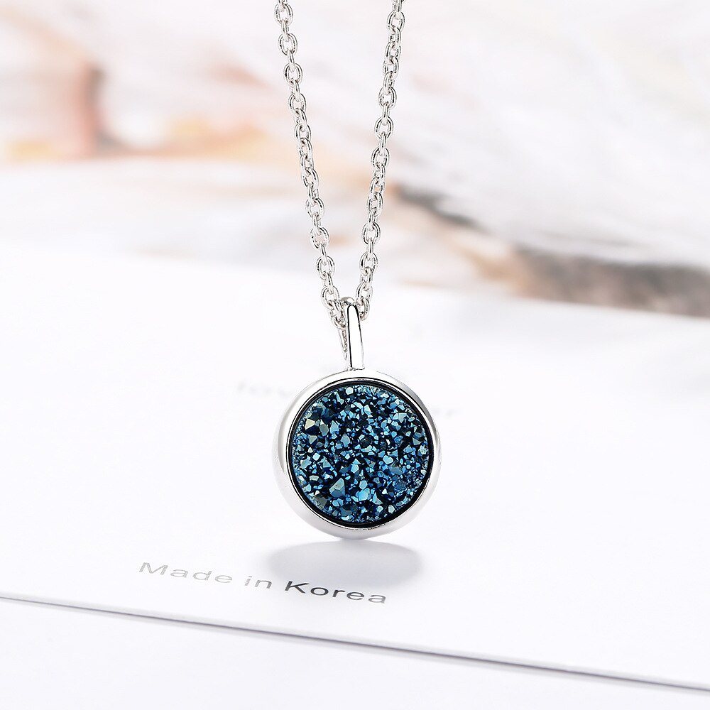 Vintage 925 Stamp Silver Color Starry Sky Crystal Pendants And Necklaces For Women Wedding Party Jewelry