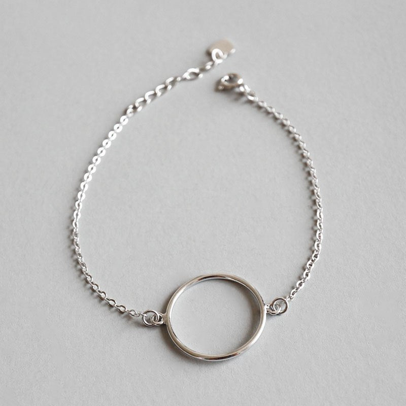 Vintage 925 Sterling Silver Round Circle Chain Link Bracelets for Women Authentic Original Jewelry